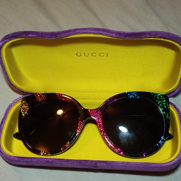 gucci cat eye glitter acetate sunglasses